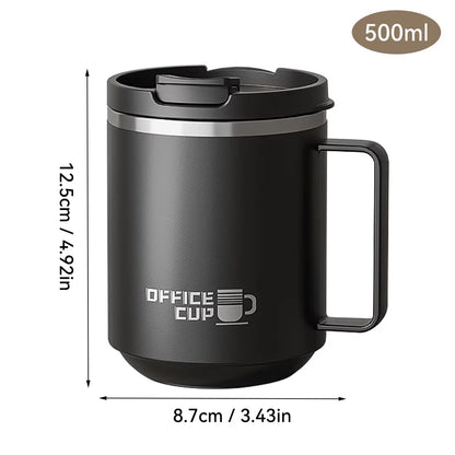 Double Wall Insulated 304 Stainless Steel Coffee Mug, Leak-Proof Travel Cup with Handle for Adults and Students