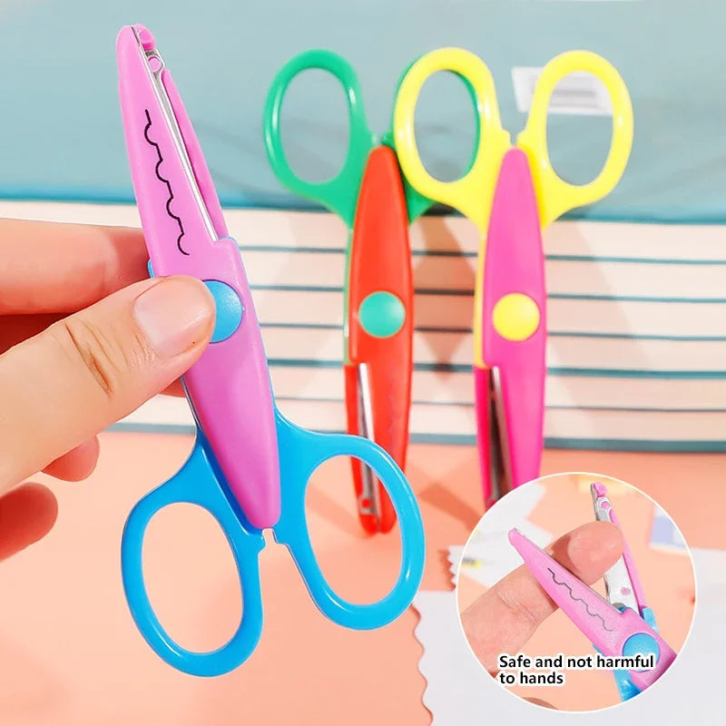 6pcs Scissors Wavy Pattern Paper Cutter Diy Handmade Tools Paper Craft Kawaii Card Photo Scissors 1pc Kids Gifts Office Supplies