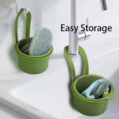 Press-Type Drain Basket: Food Strainer & Sink Organizer, Multi-Functional for Kitchen & Bathroom Use