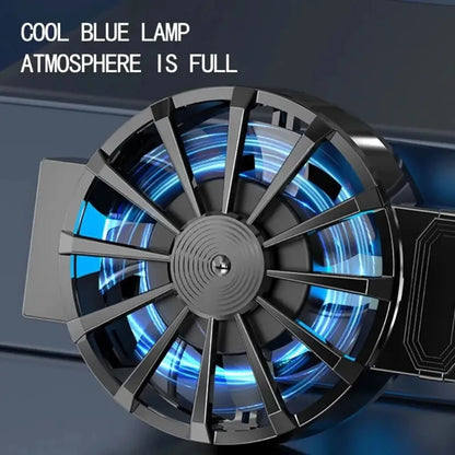 Portable phone cooler, phone fan cooler, device temperature control, compact design,