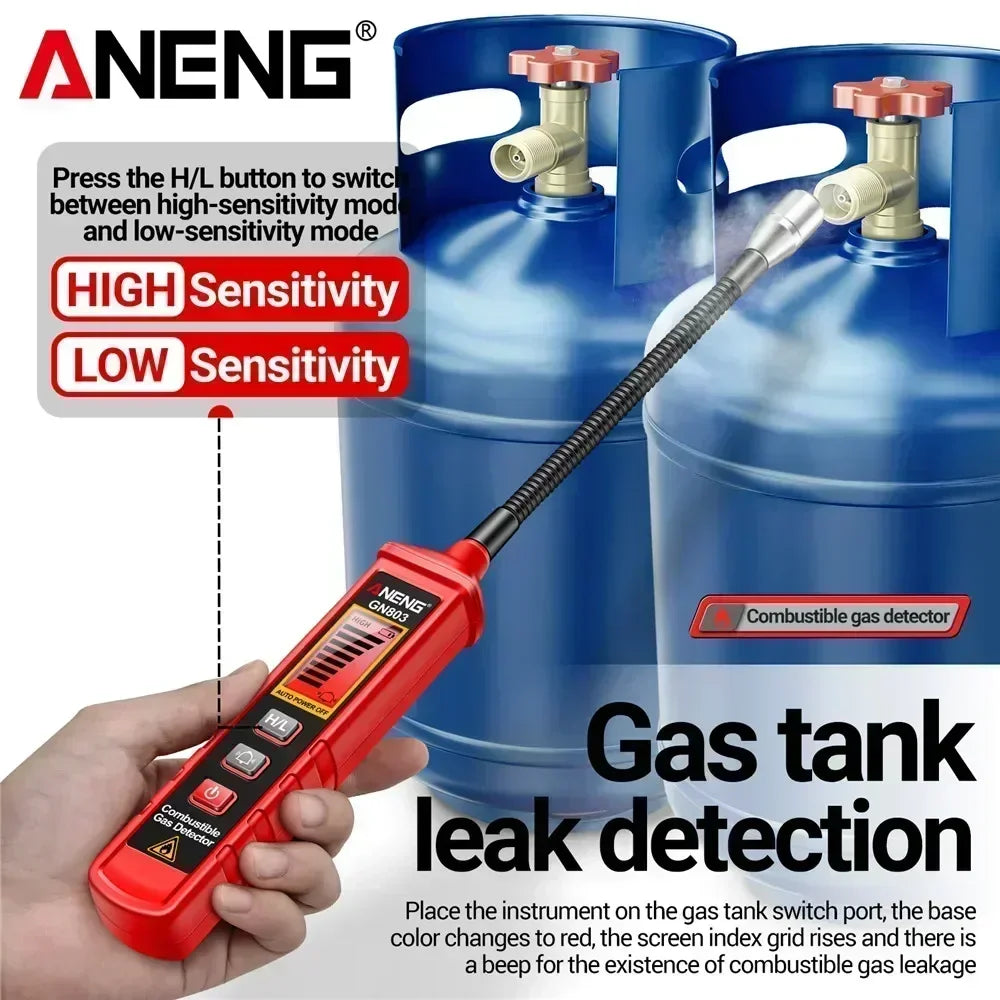 Handheld Gas Leak Detector ANENG GN803 Testers Methane Combustible Gas Detector Gases Concentration Analyzer Meter Leakage Tools