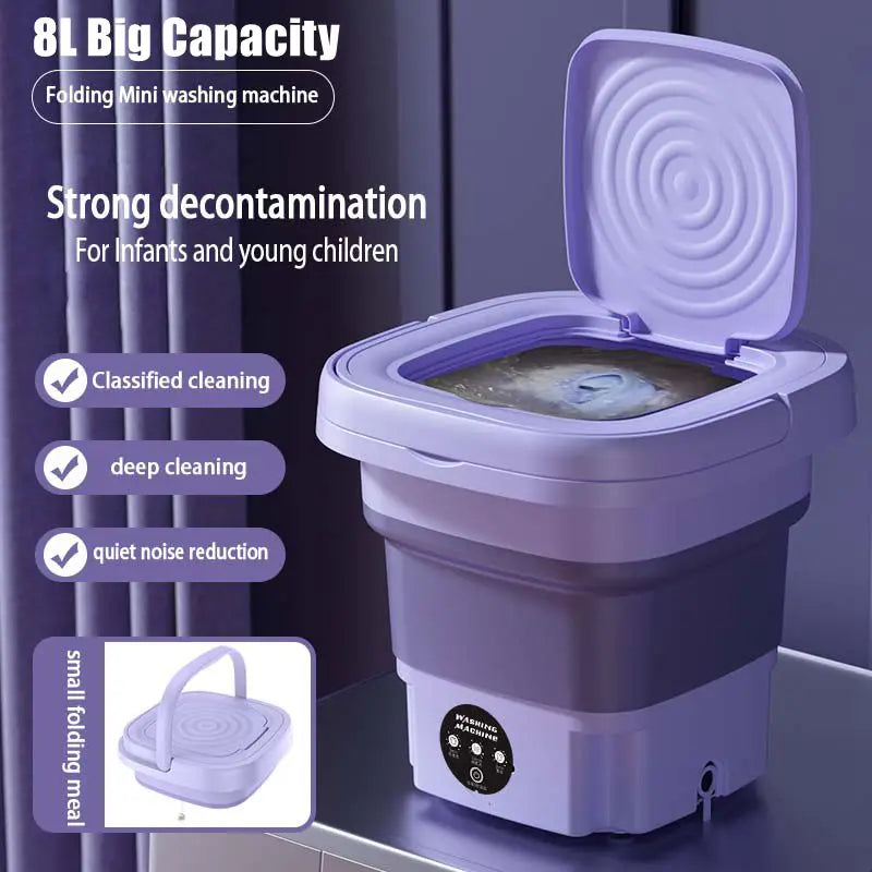 8L Mini Foldable Washing Machine Household Clothes Socks Underwear Cleaning Washer Travel Washing Machine With Spinning Dry
