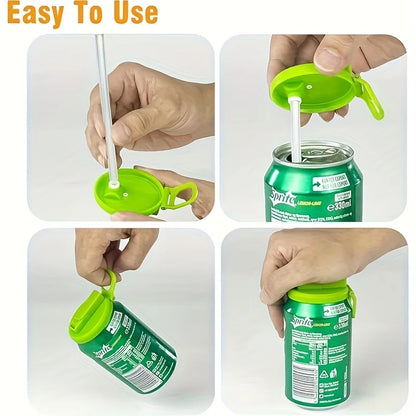 Reusable Soft Drink Can Lid. Soda Drink Can Lid Can Be Used for Beverages, Juices, and Soft Drinks, and Comes with A Straw